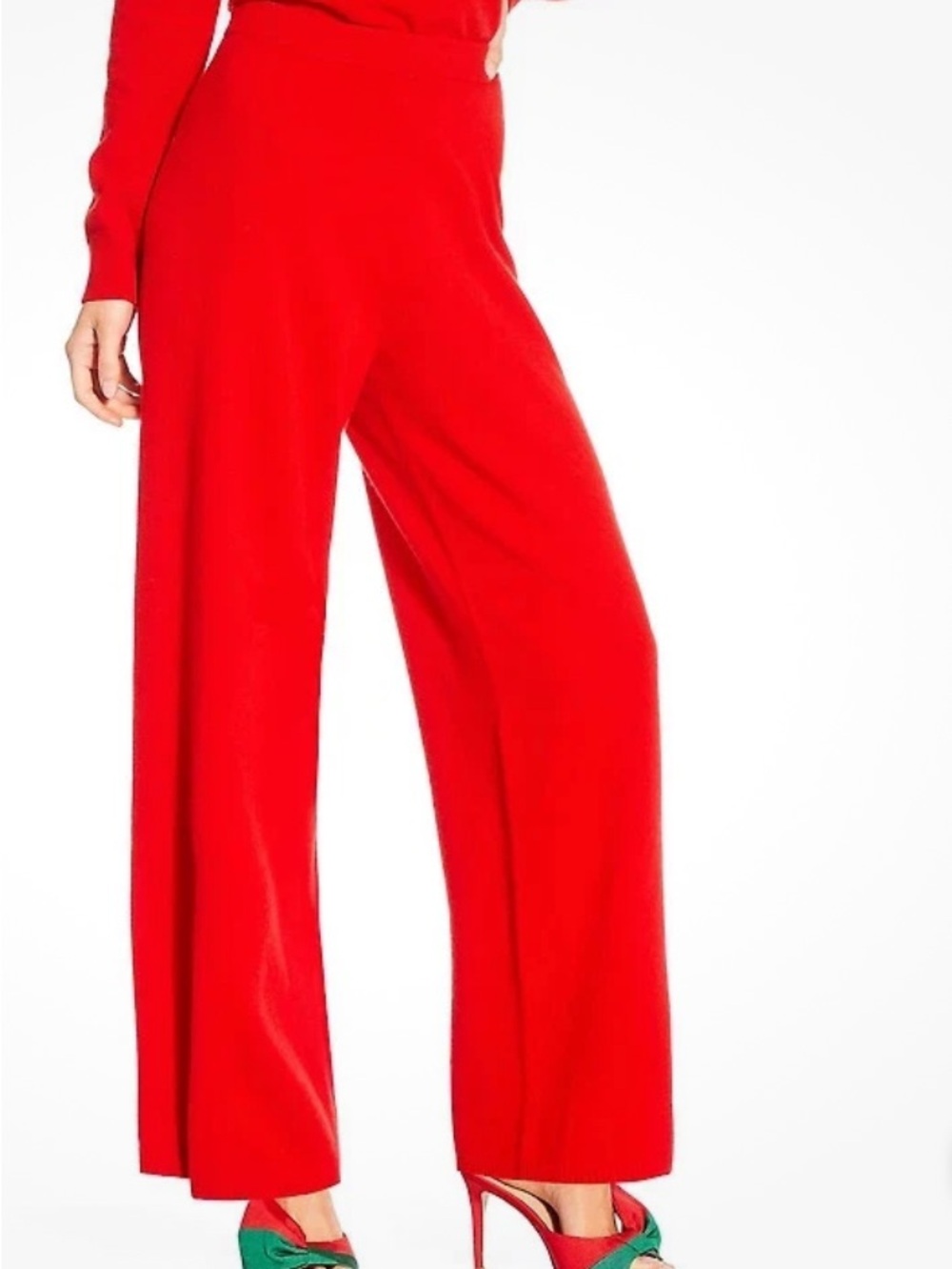 NWT Antonio Melani Ivonne Cashmere Wide-Leg Knit Pants in Red Size L